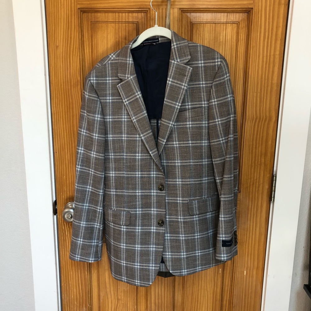 Tommy Hilfiger Plaid Blazer Blue 38 Reg